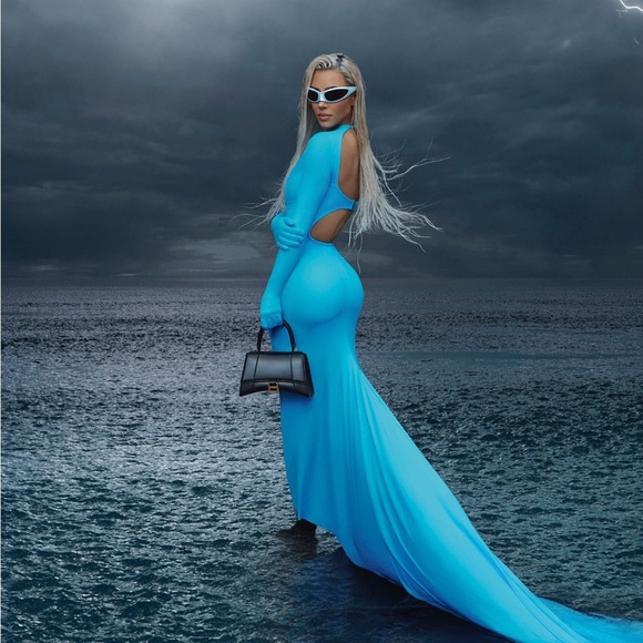 Balenciaga blue swimsuit dress with train. - Picture 1 of 5